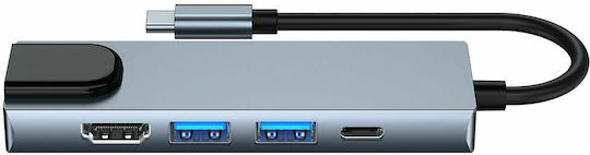 Tech-Protect V3-HUB v3 Hub 3 Porturi USB 3.0 cu Conectare USB-C Gri