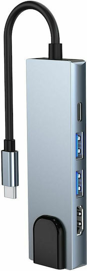 Tech-Protect V3-HUB v3 Hub 3 Porturi USB 3.0 cu Conectare USB-C Gri