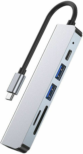 Tech-Protect V4-HUB v4 Hub 3 Ports USB 3.0 with USB-C Connection Gray