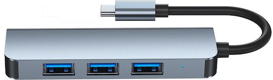 Tech-Protect V1-HUB v1 USB Хъб с 4 Порта USB 3.0 и USB-C Връзка Сив