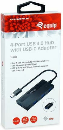 Equip USB-Hub 4 Anschlüsse USB 3.0 mit Anschluss an einen Computer USB-A