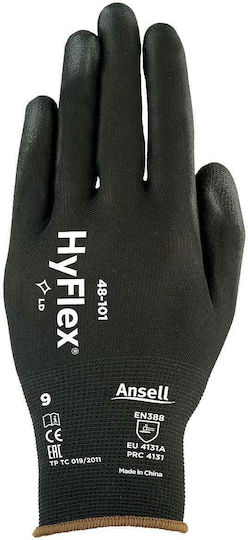 Ansell Hyflex Γάντια Εργασίας Μαύρα Πολυουρεθάνης