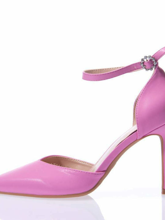 Famous Shoes Stiletto Fuchsia High Heels with Strap