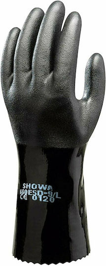 Showa 660 ESD Gloves for Work Black PVC/Cotton 360314