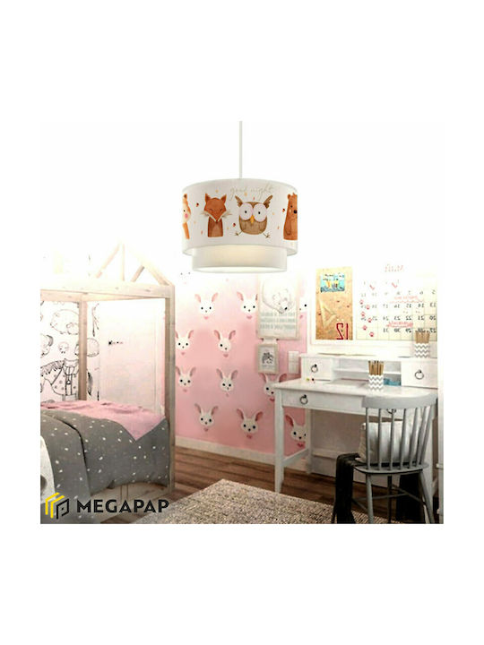Megapap Kids Fabric Single Ceiling Light E27 Peppa Animal Brown 60W 30x20cm