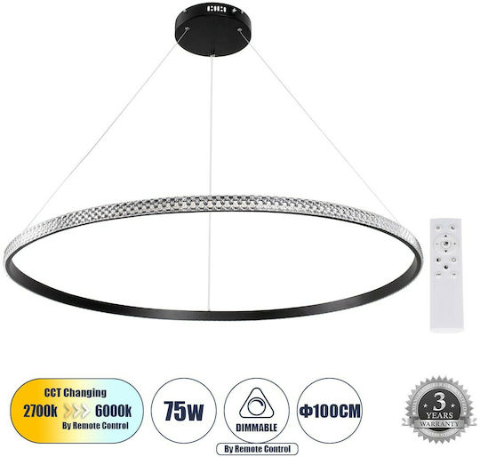 GloboStar Diamond Pendant Light Black 106x106cm