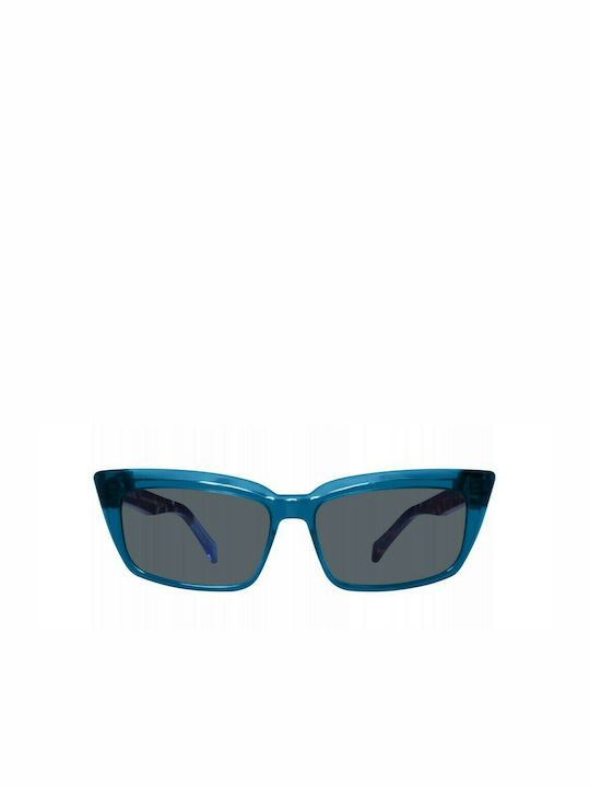 Urban Owl Electra III Women's Sunglasses with Teal Crystal Plastic Frame and Gray Lens