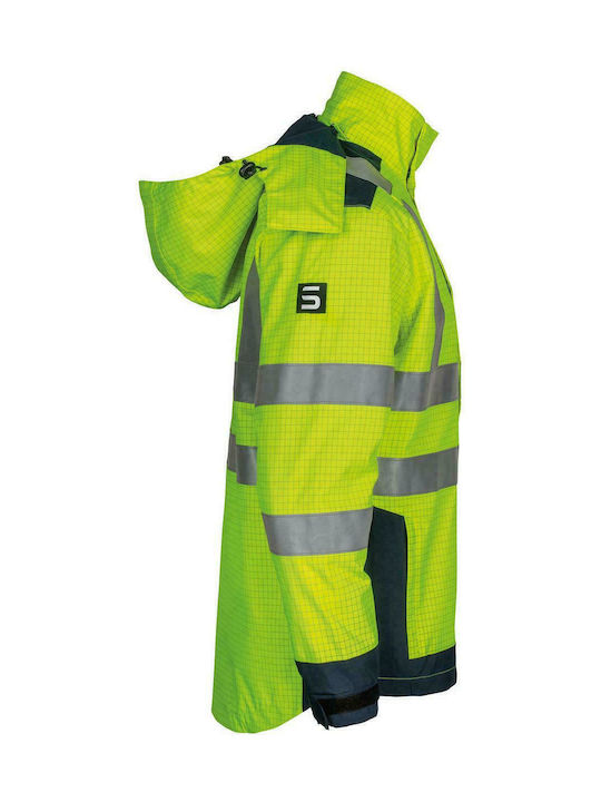 STOP Thirasia Arbeitsjacke Reflektierend mit abnehmbarer Fütterung und abnehmbarer Kapuze Gelb Langsame Bewegung