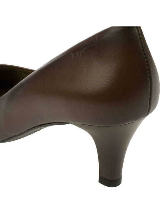 Leder Pumps mit Dünn mittelhohem Absatz tan