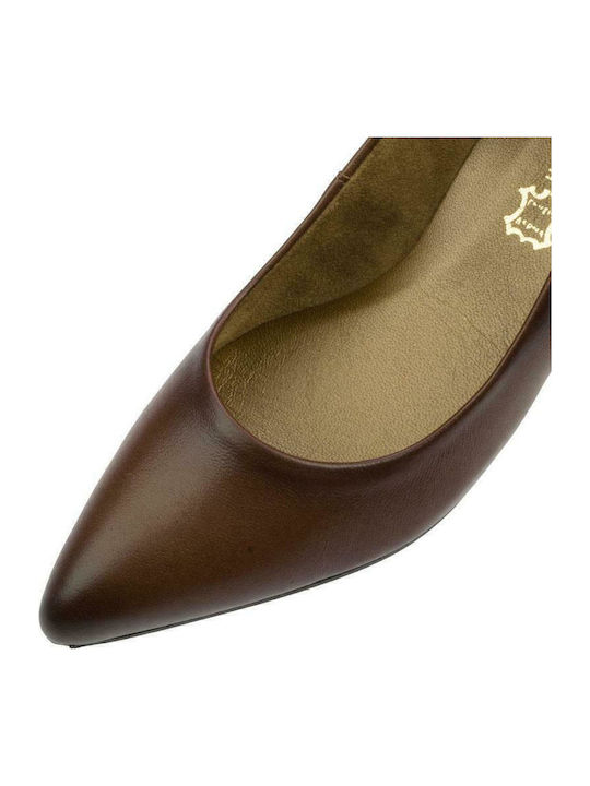 Leder Pumps mit Dünn mittelhohem Absatz tan