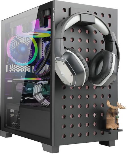 Azza Elise Gaming Midi-Turm Computergehäuse mit Seitenfenster und RGB-Beleuchtung Schwarz