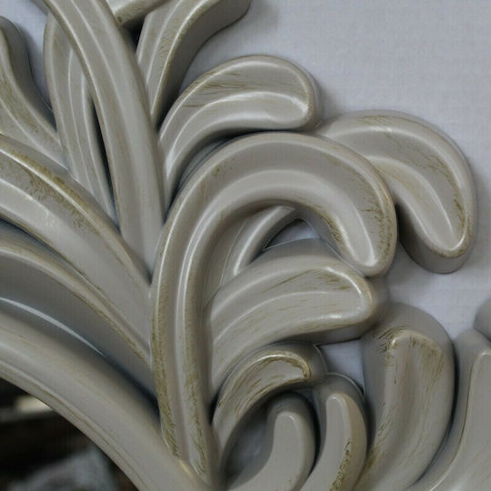 Homeplus Wandspiegel Oval mit White-Gold Kunststoff Rahmen 76x56cm 1Stück