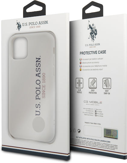 U.S. Polo Assn. Vertical Logo Umschlag Rückseite Silikon Weiß (iPhone 11 Pro)