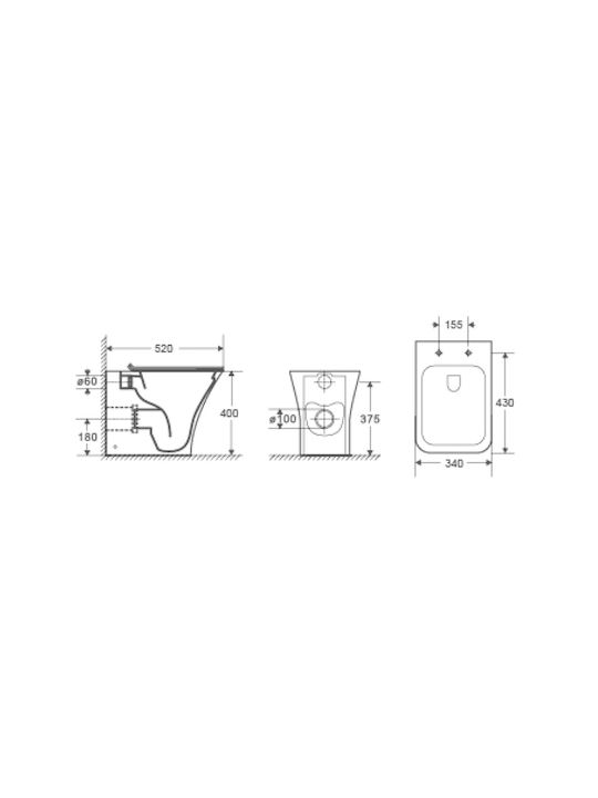 Vinci Square Rimless Floor-Standing Toilet that Includes Slim Soft Close Cover White