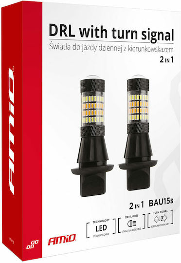 AMiO Car Lamps & Motorcycles DRL PY21W-BAU15s Canbus LED 12V 50W 2pcs