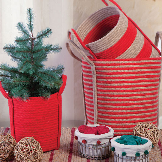 Nef-Nef Homeware Silo Декоративна кошница Текстил с дръжки Червено 22x22x24бр