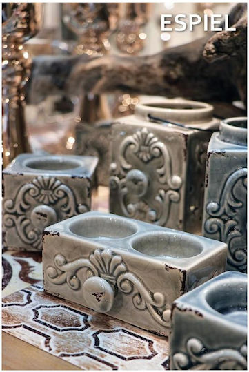 Espiel Tabletop Ceramic Lantern Gray 11.5x9.5x10.5cm