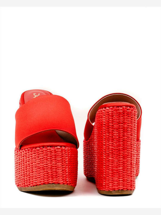 Women's Fabric Platform Wedge Sandals Red