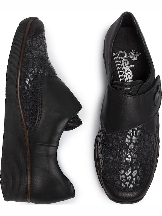 Leather Women's Moccasins in Black Color