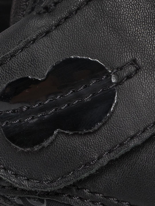 Leather Women's Moccasins in Black Color