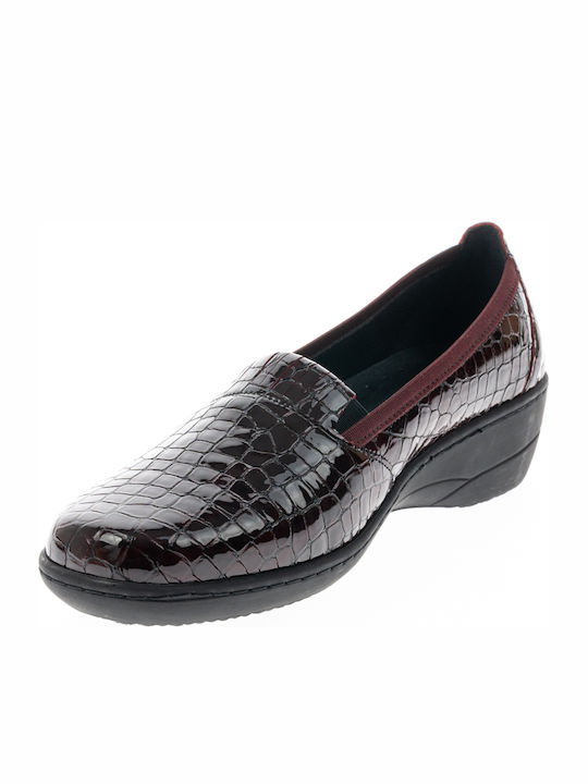 1114L Leather Women's Moccasins in Burgundy Color