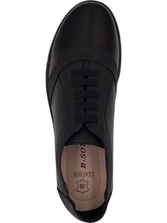 Leder Damen Oxfords in Schwarz Farbe