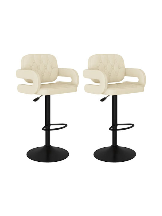 Stool Bar Collapsible with Back & Adjustable Height Cream 2pcs 58x50x93cm