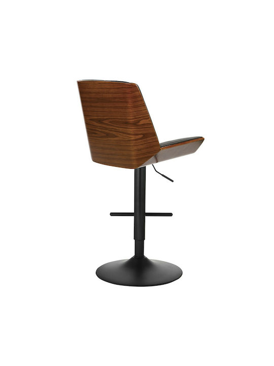 Stool Bar Numan with Back & Adjustable Height Black / Walnut 52x50x62cm