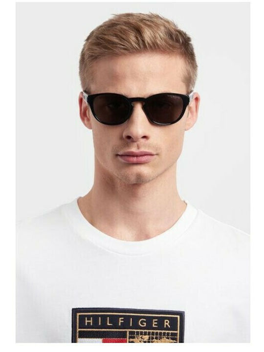 Tommy Hilfiger Men's Sunglasses with Navy Blue Plastic Frame and Blue Mirror Lens