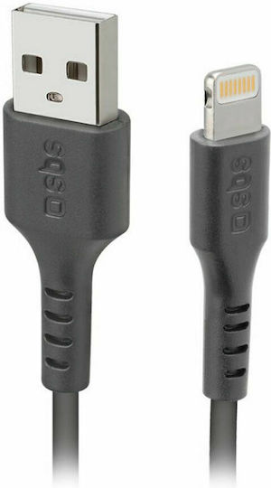 SBS USB to Lightning Cable Μαύρο 1m (TECABLEUSBIP589K)