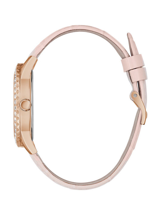 Guess Damen Uhr mit Rosa Lederarmband