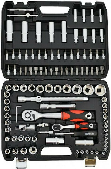 AWTools Ратчетни и гнездови гарнитури 1\2" & 1\4" 108бр