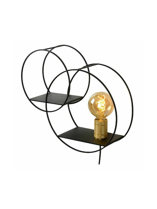 Lucide Lightning Circle Vintage Lamp Wall Socket with Socket E27 and Switch Black 43cm
