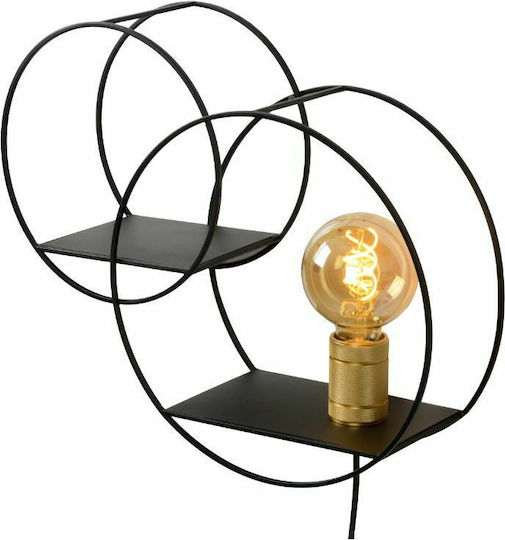 Lucide Lightning Circle Vintage Lamp Wall Socket with Socket E27 and Switch Black 43cm