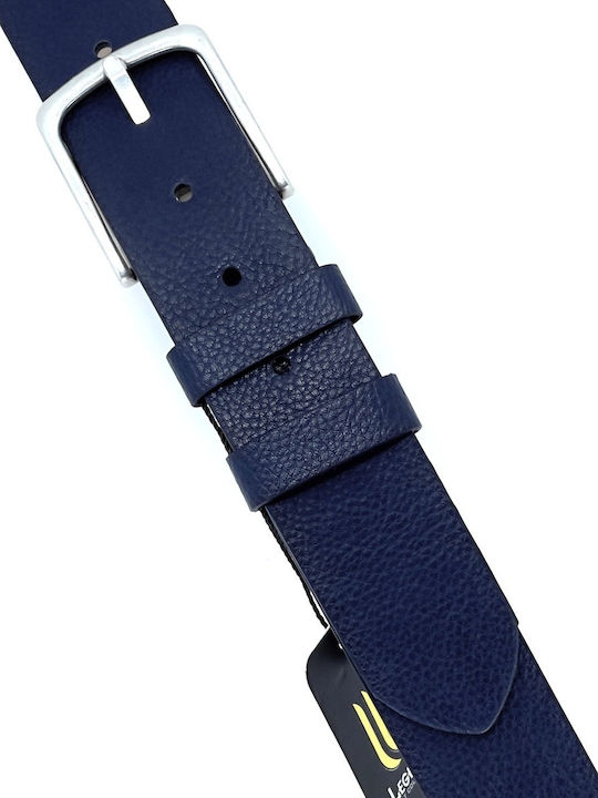 Wide Men's Belt from Artificial Leather Blue