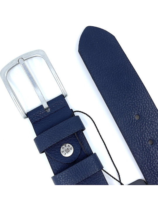 Wide Men's Belt from Artificial Leather Blue
