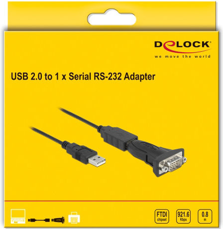 DeLock Καλώδιο USB-A σε RS232 9-pin male 0.8m