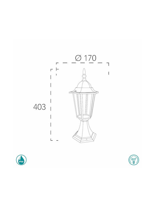 Fan Europe Outdoor Lantern Floor Lamp 60W IP44 for E27 Socket Black