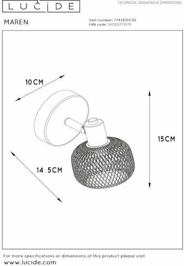 Lucide Lightning Maren Μονό Σποτ με Ντουί E14 σε Μαύρο Χρώμα