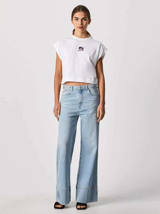 Charlotte Women's Summer Crop Top Cotton Short Sleeve White