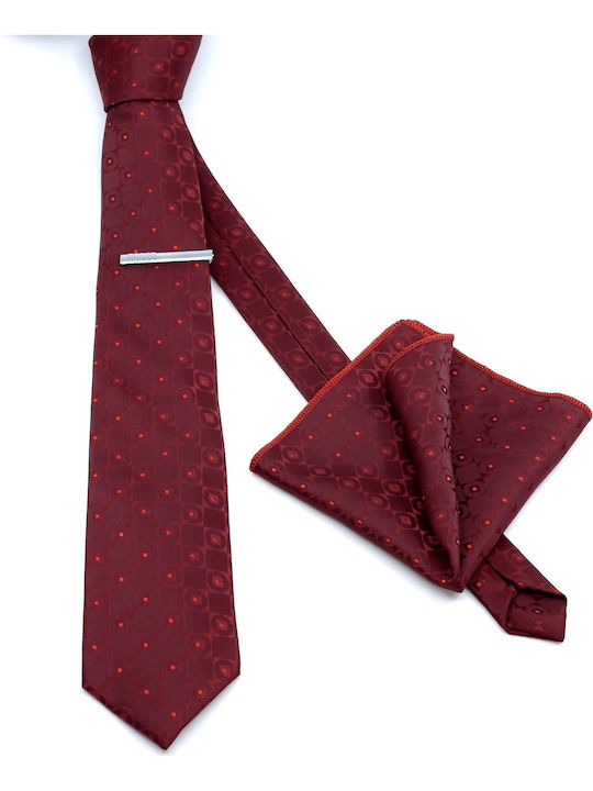 Legend Accessories Men's Tie Set Synthetic Printed In Burgundy Colour