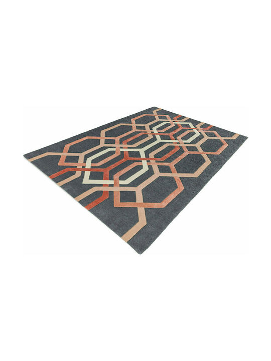 Asiatic London Matrix Hexagon Handgefertigt Teppich Rechteckig Wolle Charcoal MAX66 Anthrazit