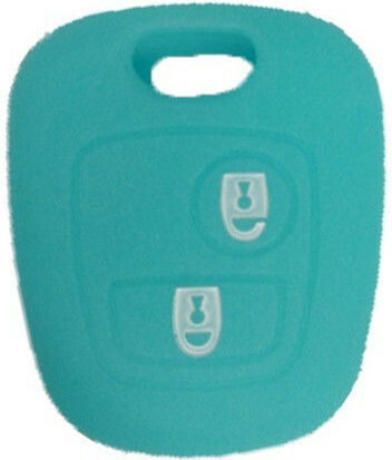 Silicone Car Key Cover Case with 2 Buttons for Citroen / Peugeot / Toyota Turquoise