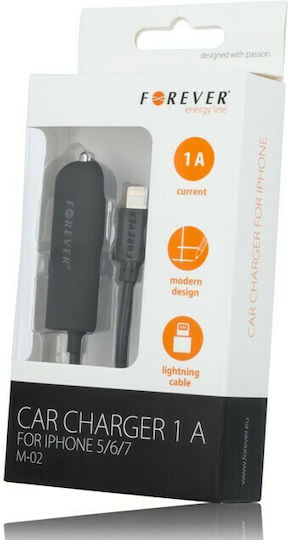 Forever Car Charger 2.1A with Cable Lightning Black Color
