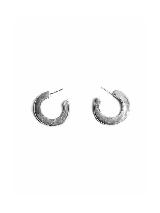 Σκουλαρίκια Flat Hoop Earrings ασήμι 925 NASILIA