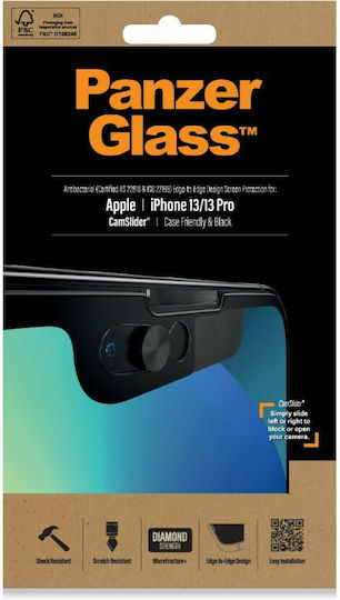 PanzerGlass E2E Microfracture CamSlider Антибактериален Закалено Стъкло За Цялото Лице (iPhone 17e / 16e / 14 / 13 / 13 Pro)