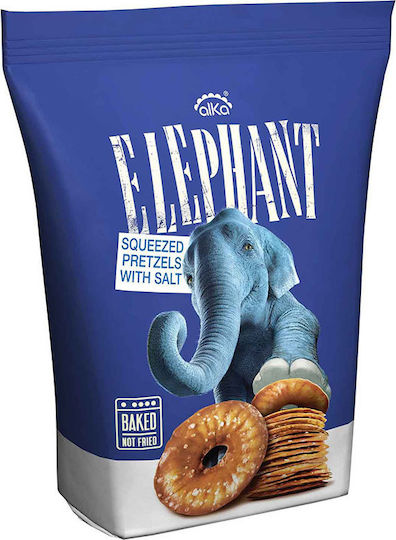 Alka Elephant Crackers Baked Squeezed Pretzels with with 60% Cacao and Salt 80gr