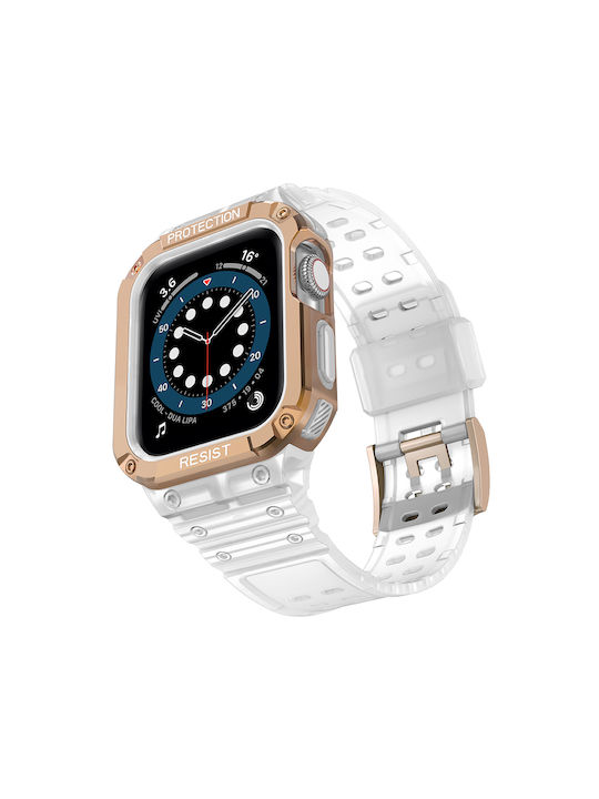 Hurtel Armored Θήκη & Λουράκι Διάφανο / Ροζ (Apple Watch 7, 6, 5, 4, 3, 2, SE)