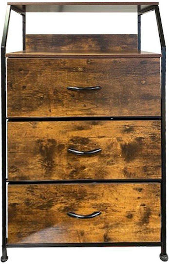 Drawers Storage Τiger Made of Metal & Wood with 3 Drawers L60xW39xH90cm