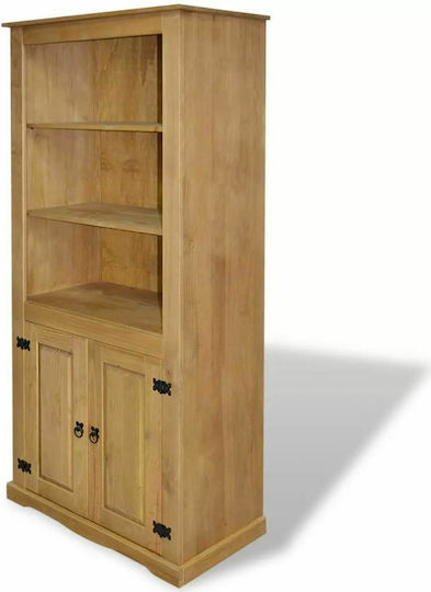 Corona De podea Vitrină de living din Lemn Masiv cu Sticlă Piuliță 80x40x170cm